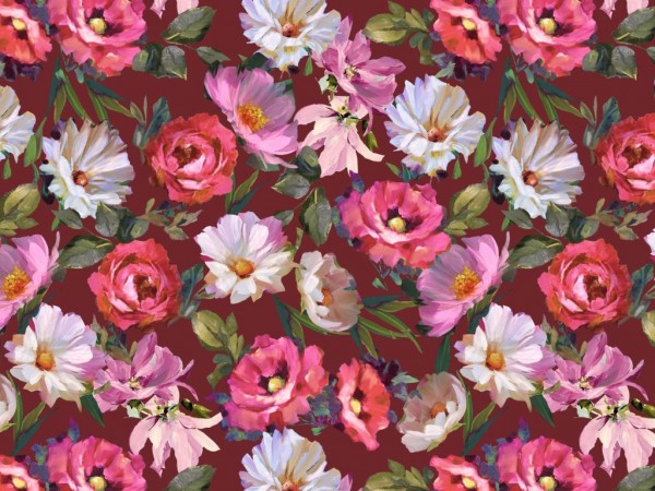 Viscose Jersey Digital Druck Blumen